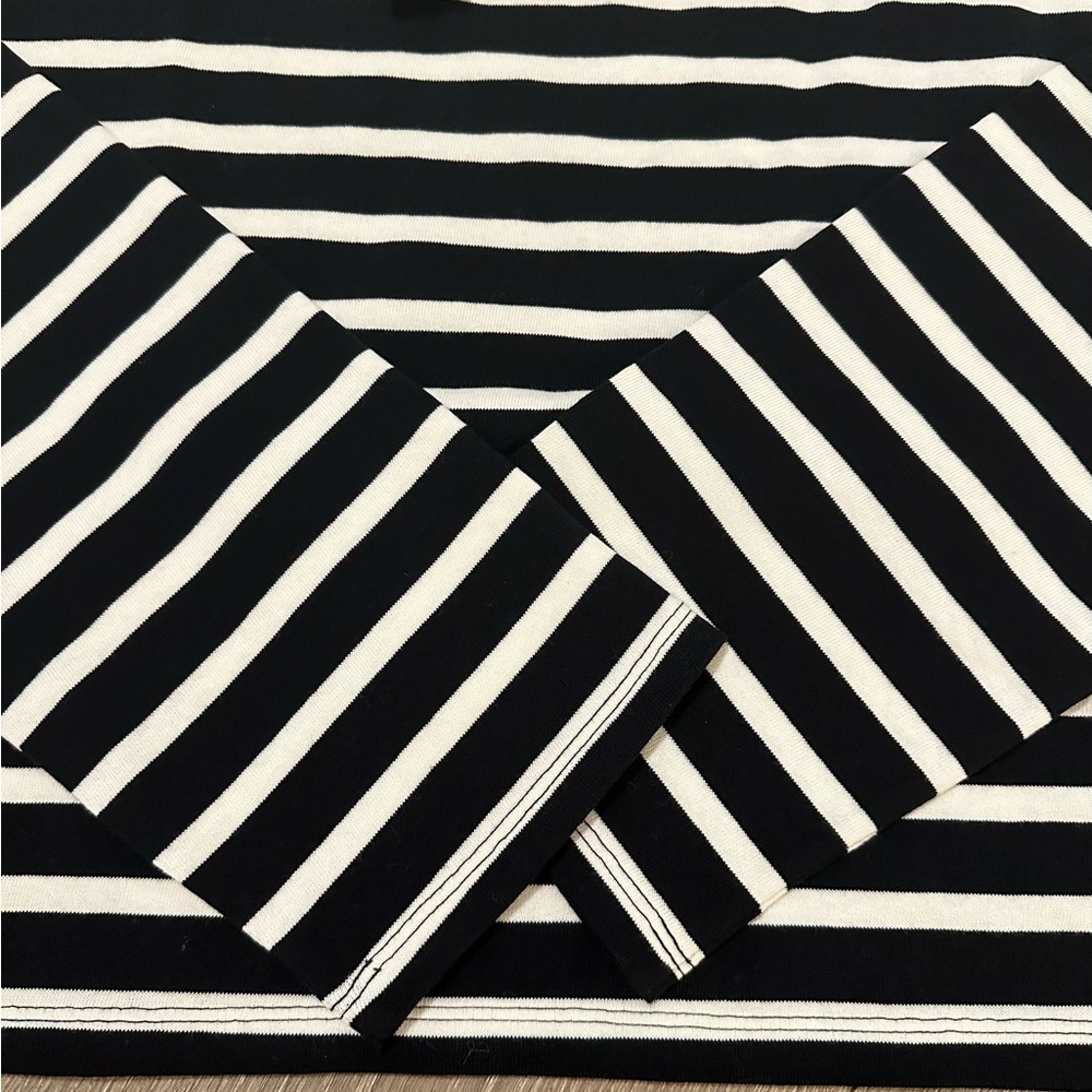 NWT J. Crew Cropped Boatneck in Mariner Cloth Black and White Stripe Medium - Picture 7 of 9